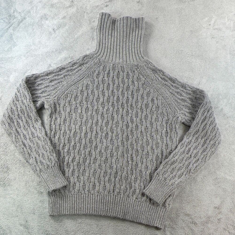Falls Creek Women's Gray Cable-Knit Turtleneck Sweater Size M Long Sleeve
